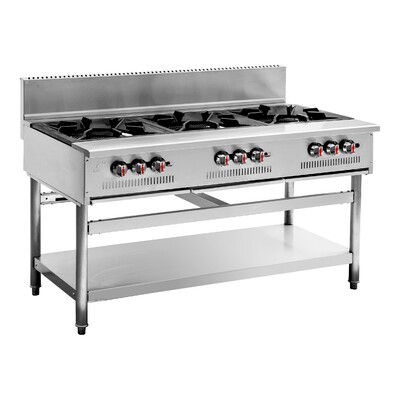NSF 3 Burner Stock Pot Range With Storage Shelf GSPR-33
