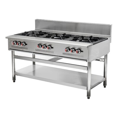 NSF 3 Burner Stock Pot Range With Storage Shelf GSPR-33