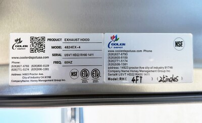 NSF Only Restaurant Exhaust Hood Supply Air Inlet 4824EX-4AIR