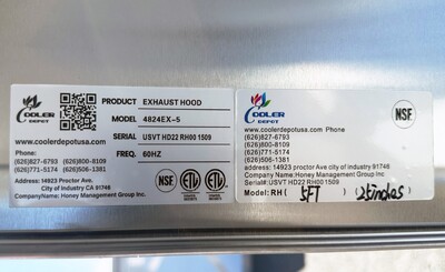 NSF Only Restaurant Exhaust Hood Supply Air Inlet 4824EX-5AIR