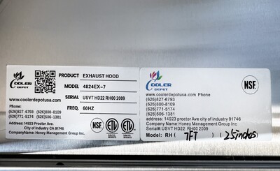 NSF Only Restaurant Exhaust Hood Supply Air Inlet 4824EX-7AIR