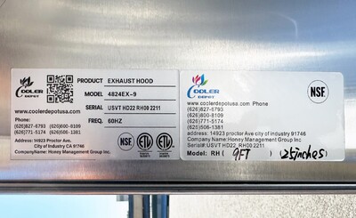 NSF Only Restaurant Exhaust Hood Supply Air Inlet 4824EX-9AIR