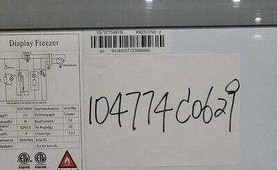 Clearance Supermarket Grocery Freezer Not cooling 104774C0629