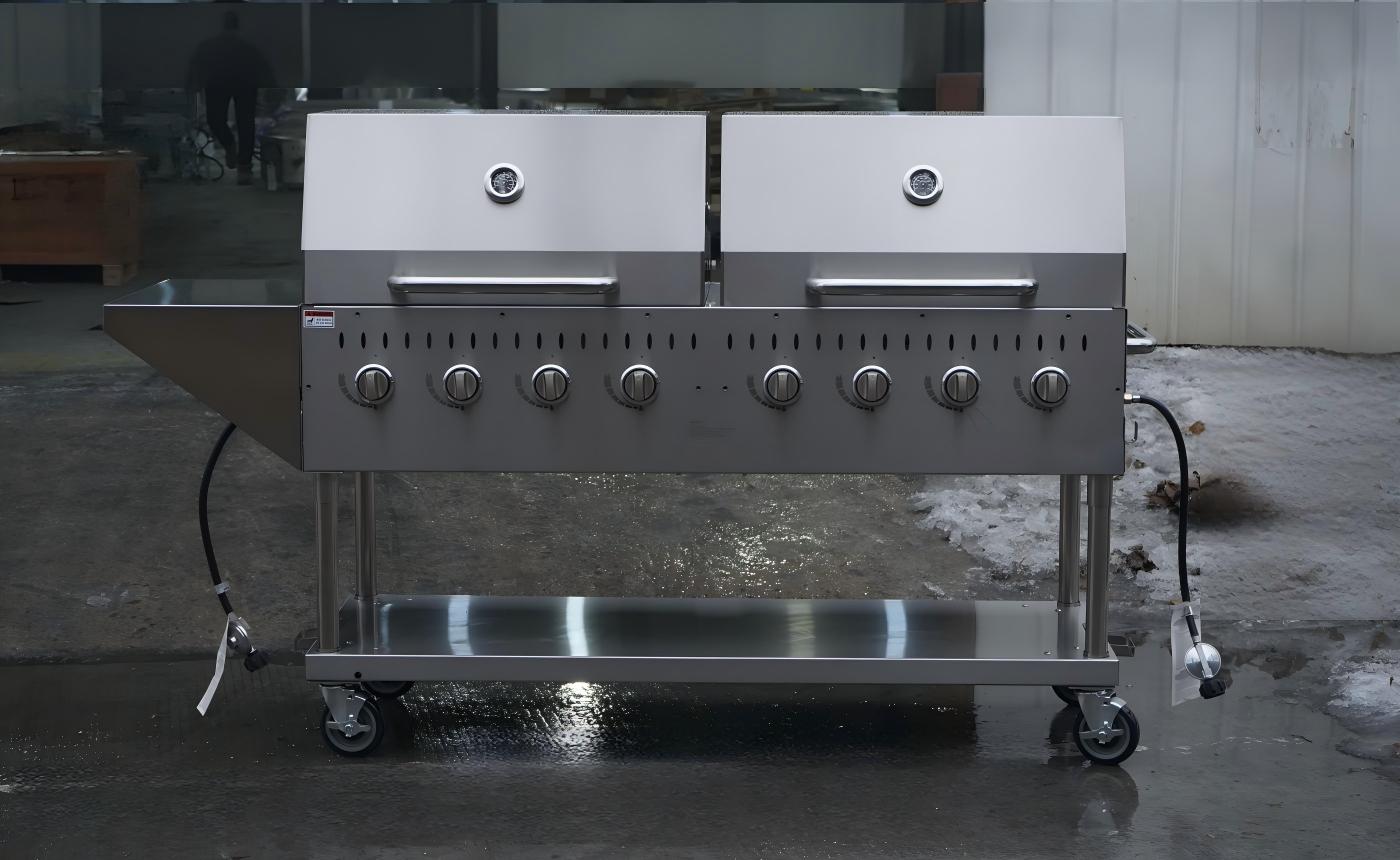 NSF 72" Outdoor Grill With Side Shelf And Roll Dome TCBQ-72