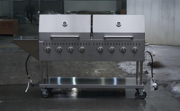 NSF 72" Outdoor Grill With Side Shelf And Roll Dome TCBQ-72