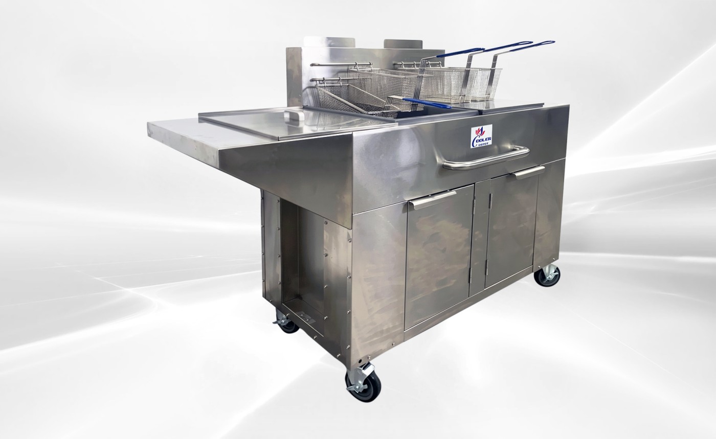NSF Outdoor Fryer Twin Tank Fryer Cart LP TC-DOF
