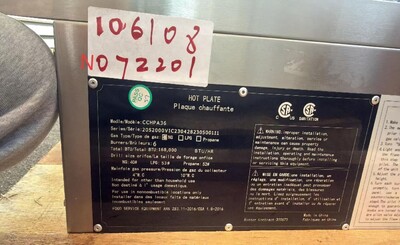 Clearance NSF 36ins Six burner hotplate 106108N072201