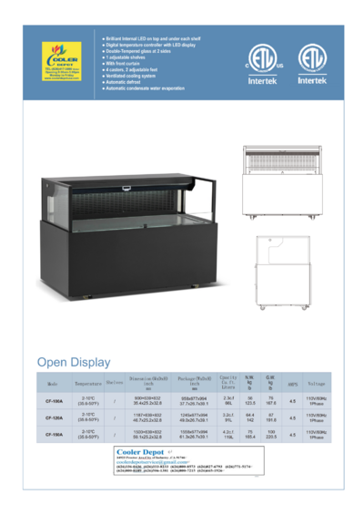 NSF 35 Ins Open Air Display Case Refrigerator CF-100A