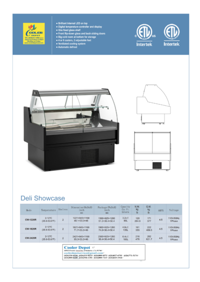 NSF 48 ins Deli Refrigerator Showcase CW-1220R