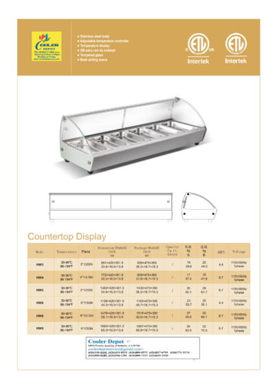 NSF Countertop Heated Display Case 9 Pan Hot Food HW9