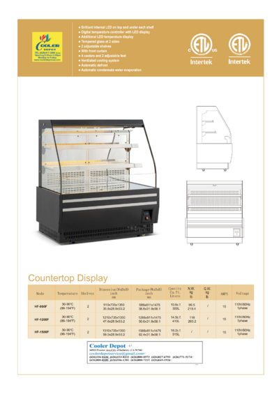 NSF 36 Ins Warmer Countertop Display ShowCase HF-900F