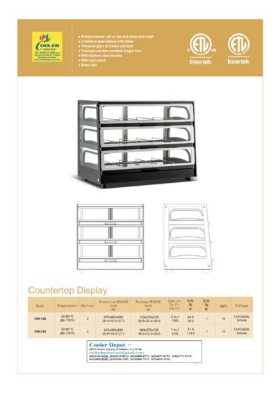 NSF 26 ins Countertop Food Warmer Display HW-150