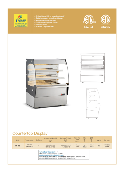 NSF 39 Ins Warmer Countertop Display ShowCase HF-200