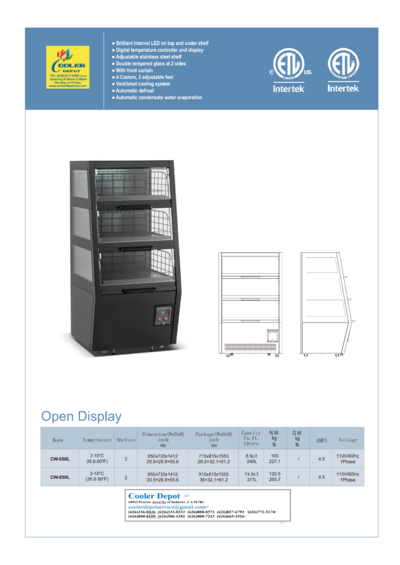 NSF 26 Inches Open Display Case Refrigerator  CW-650L