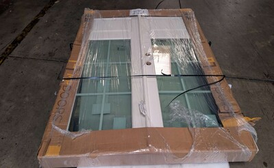 Clearance Two White Wooden Glass Door 69705L0806