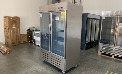Clearance NSF 2Glass Door Stainless Steel Freezer 106507H0813