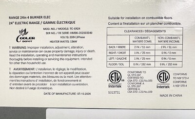 NSF 4 Burner Heavy Duty Electric Hot plate oven TC-ER24