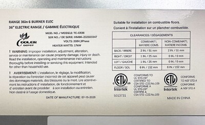 NSF 6 Burner Heavy Duty Electric Hot plate oven TC-ER36