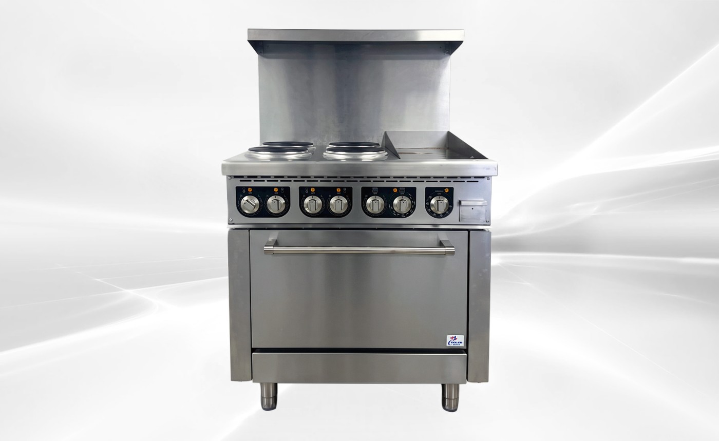 NSF Electric Range Oven 4 Burner 12 Ins Griddle TC-ER36-12G