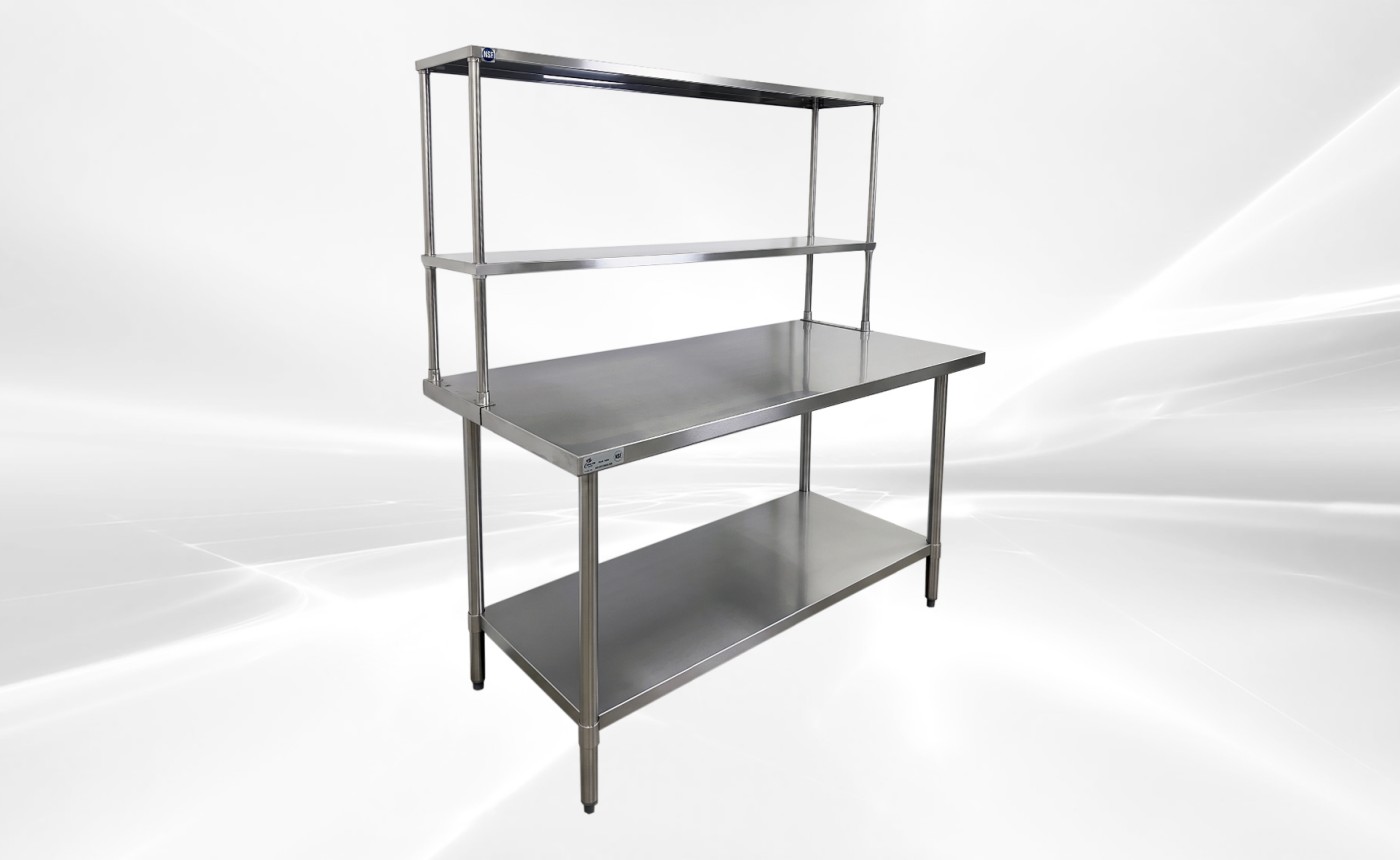 NSF StainlessSteel Table+2-Tier Overshelf Set HN-OSD-1260-3060SB