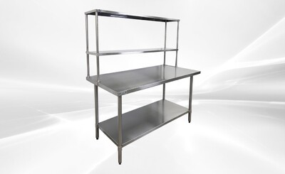 NSF StainlessSteel Table+2-Tier Overshelf Set HN-OSD-1260-3060SB