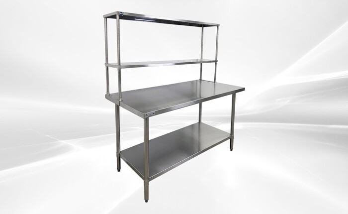 NSF StainlessSteel Table+2-Tier Overshelf Set HN-OSD-1260-3060SB