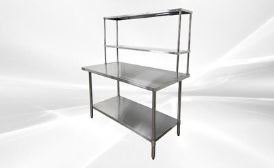 NSF StainlessSteel Table+2-Tier Overshelf Set HN-OSD-1260-3060SB