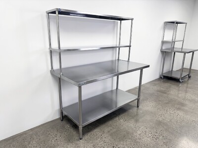 NSF StainlessSteel Table+2-Tier Overshelf Set HN-OSD-1260-3060SB