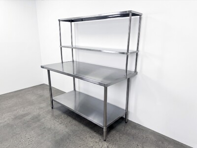 NSF StainlessSteel Table+2-Tier Overshelf Set HN-OSD-1260-3060SB