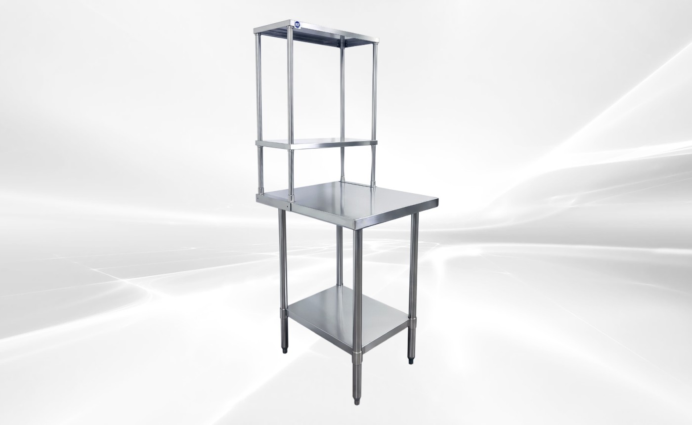 NSF StainlessSteel Table+2-Tier Overshelf Set HN-OSD-1224-2430SB