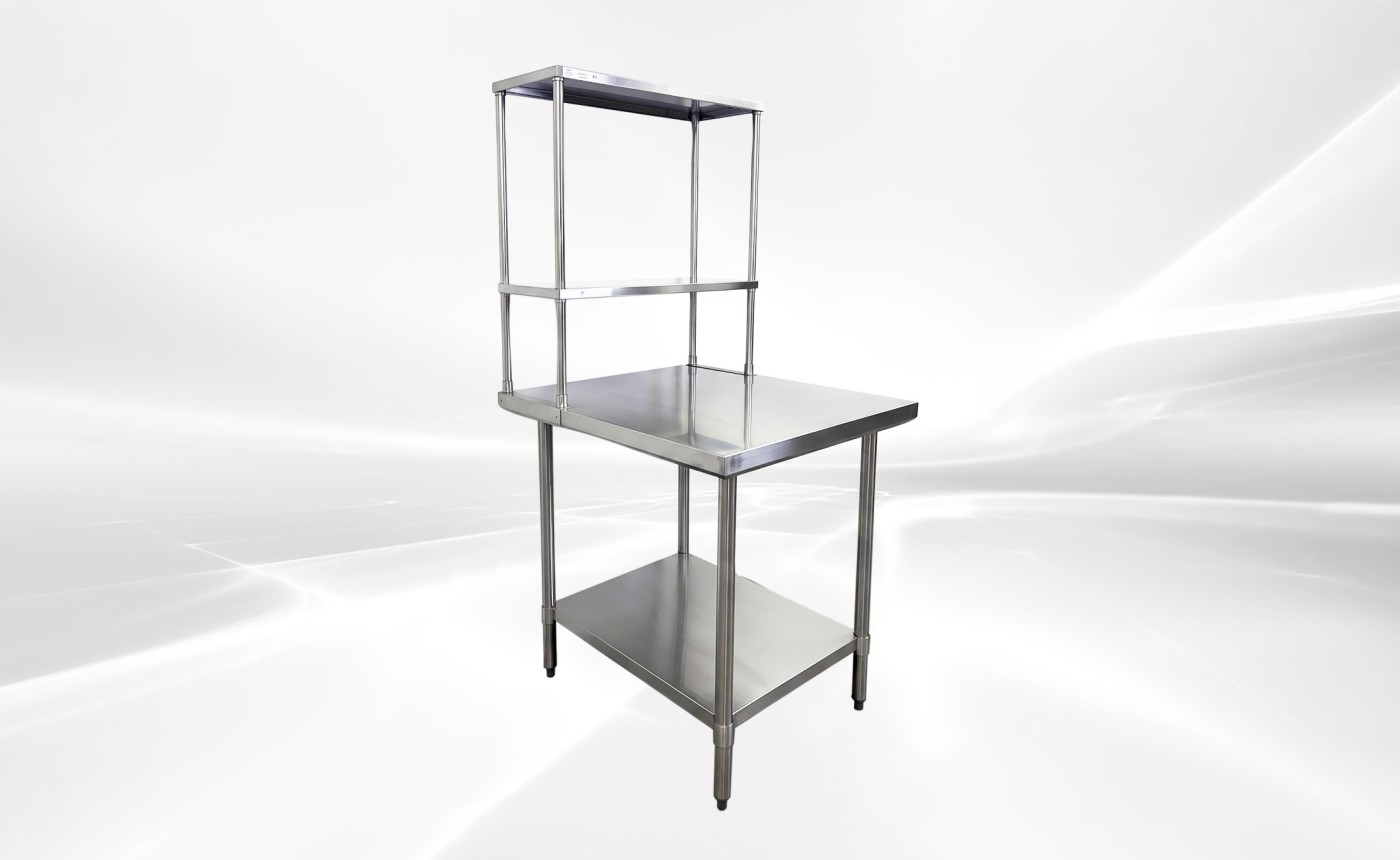 NSF StainlessSteel Table+2-Tier Overshelf Set HN-OSD-1230-3036SB