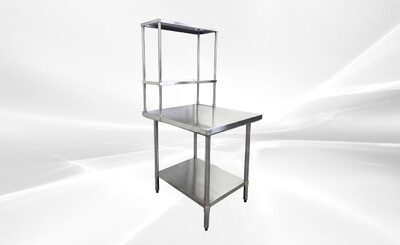 NSF StainlessSteel Table+2-Tier Overshelf Set HN-OSD-1230-3036SB