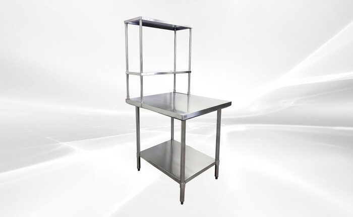 NSF StainlessSteel Table+2-Tier Overshelf Set HN-OSD-1230-3036SB