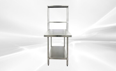 NSF StainlessSteel Table+2-Tier Overshelf Set HN-OSD-1230-3036SB