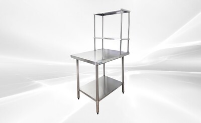 NSF StainlessSteel Table+2-Tier Overshelf Set HN-OSD-1230-3036SB