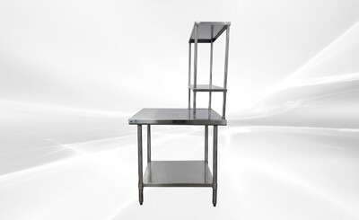 NSF StainlessSteel Table+2-Tier Overshelf Set HN-OSD-1230-3036SB