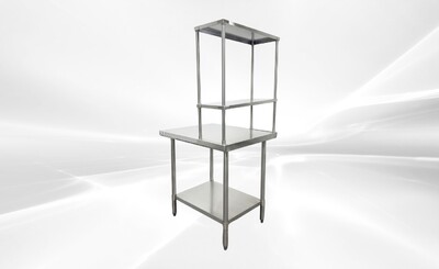 NSF StainlessSteel Table+2-Tier Overshelf Set HN-OSD-1230-3036SB
