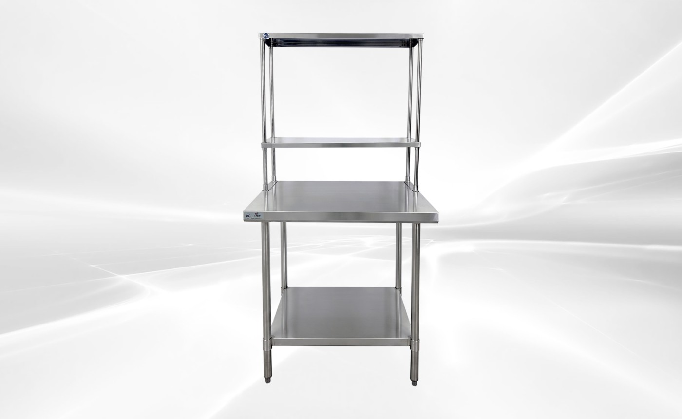 NSF StainlessSteel Table+2-Tier Overshelf Set HN-OSD-1236-3036SB