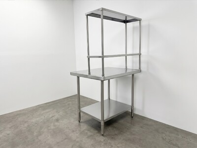 NSF StainlessSteel Table+2-Tier Overshelf Set HN-OSD-1236-3036SB