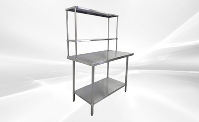 NSF StainlessSteel Table+2-Tier Overshelf Set HN-OSD-1248-3048SB
