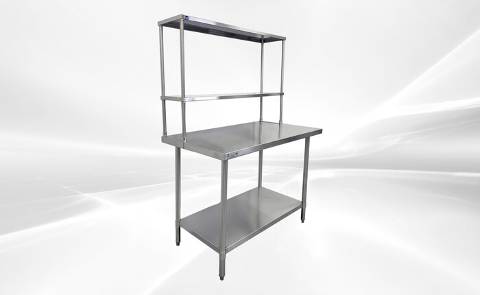 NSF StainlessSteel Table+2-Tier Overshelf Set HN-OSD-1248-3048SB