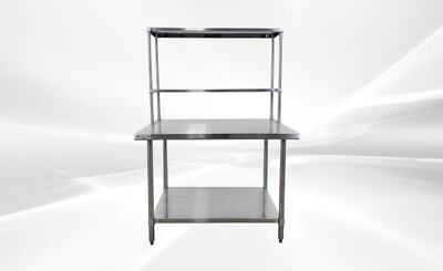 NSF StainlessSteel Table+2-Tier Overshelf Set HN-OSD-1248-3048SB