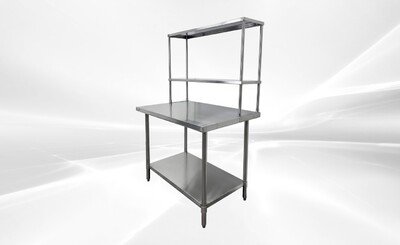NSF StainlessSteel Table+2-Tier Overshelf Set HN-OSD-1248-3048SB