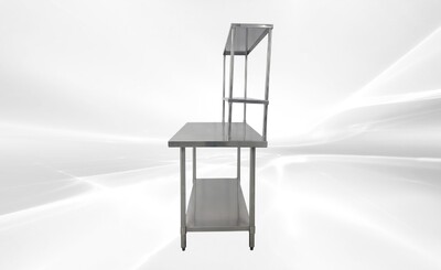 NSF StainlessSteel Table+2-Tier Overshelf Set HN-OSD-1248-3048SB