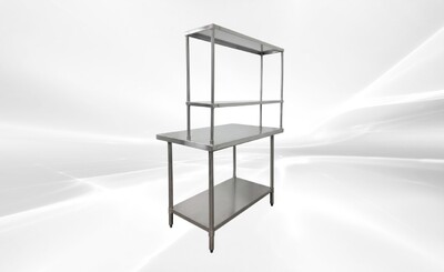 NSF StainlessSteel Table+2-Tier Overshelf Set HN-OSD-1248-3048SB