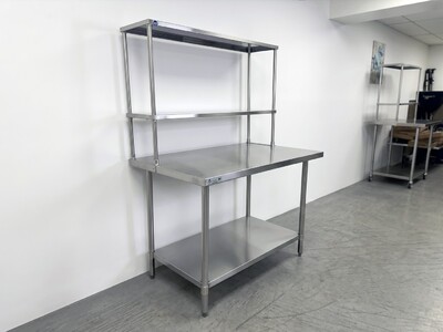 NSF StainlessSteel Table+2-Tier Overshelf Set HN-OSD-1248-3048SB
