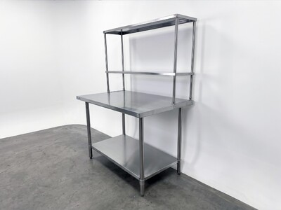 NSF StainlessSteel Table+2-Tier Overshelf Set HN-OSD-1248-3048SB