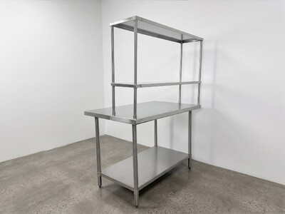 NSF StainlessSteel Table+2-Tier Overshelf Set HN-OSD-1248-3048SB