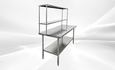 NSF StainlessSteel Table+2-Tier Overshelf Set HN-OSD-1272-3072SB