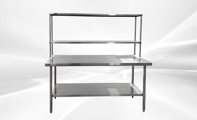 NSF StainlessSteel Table+2-Tier Overshelf Set HN-OSD-1272-3072SB